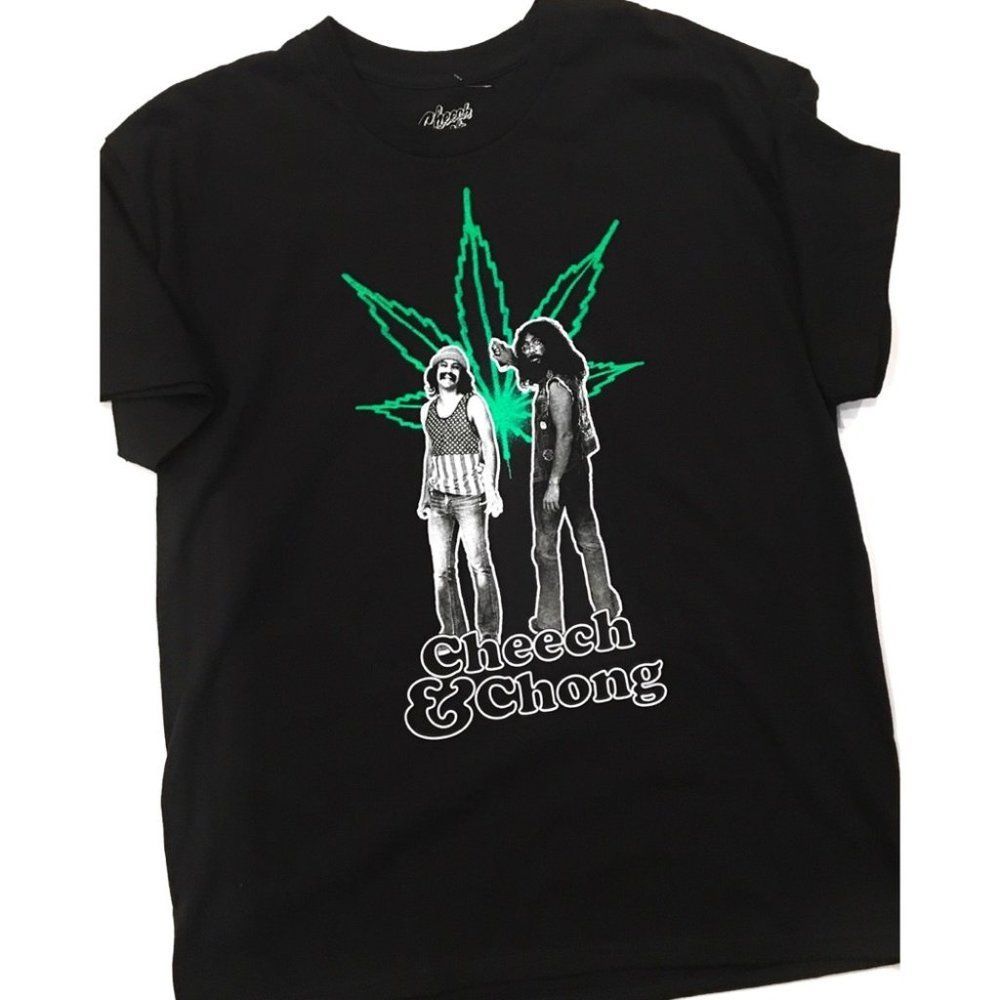NWOT Cheech & Chong Graffiti Leaf Black Shirt